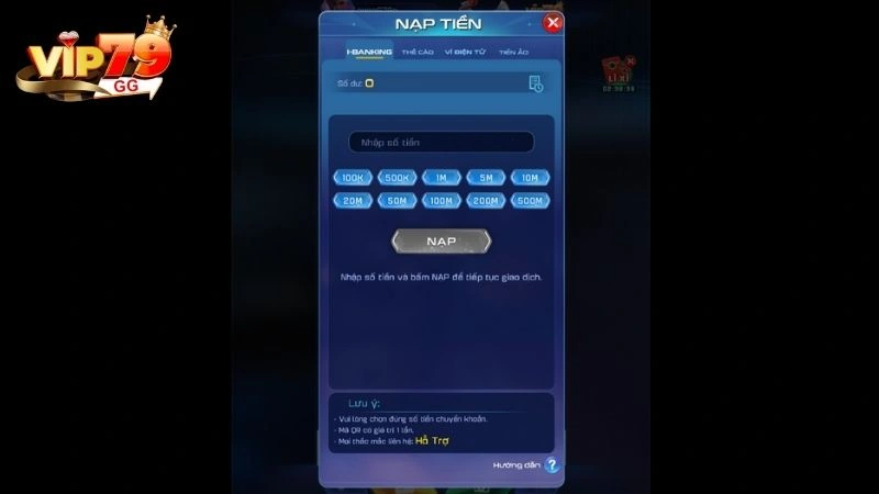 Phương thức nạp tiền Vip79 qua I - Banking xu hướng