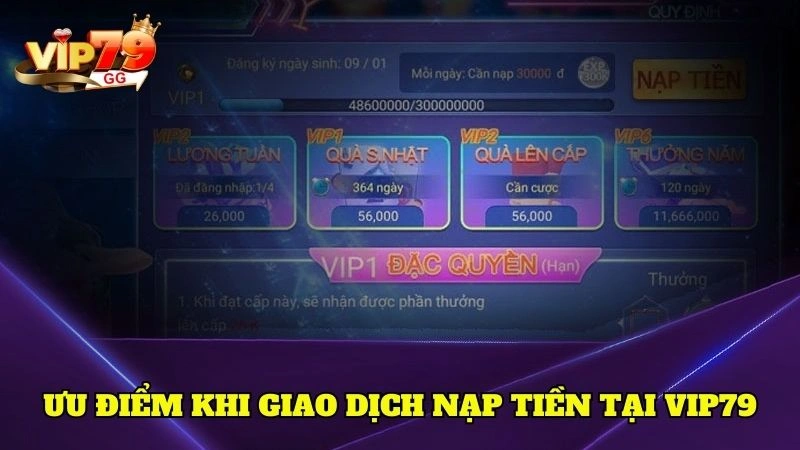 Dịch vụ nạp hỗ trợ đa kênh và giao dịch nhanh chóng Vip79